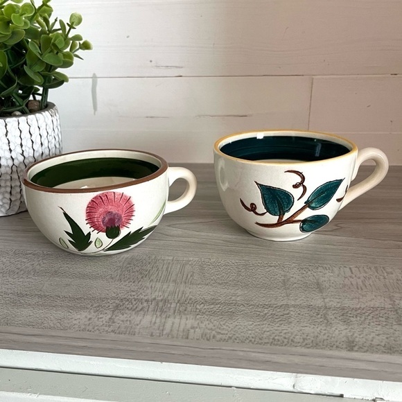 Stangl Pottery Tea Cups Set of Two Fruit and Thistle Pattern Made in Trenton, NJ - Picture 3 of 14